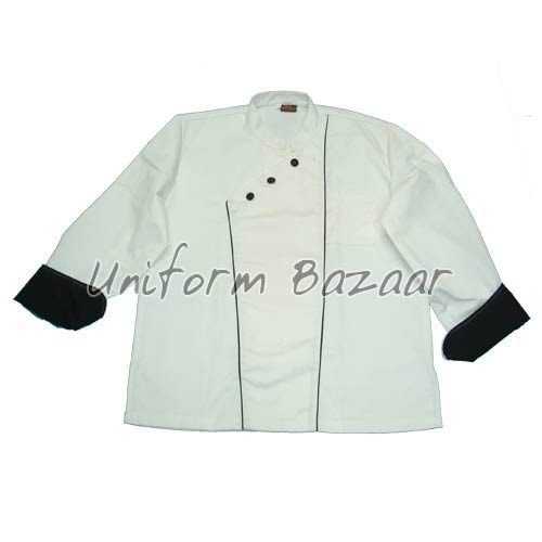 White With Black Piping Chef Coat