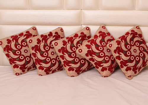 Cushion Cover Sets - Chenille Fabric, 30x30 cm, Available in Five Elegant Colors | Embroidered Pattern, Square Shape for Home & Hotel Use