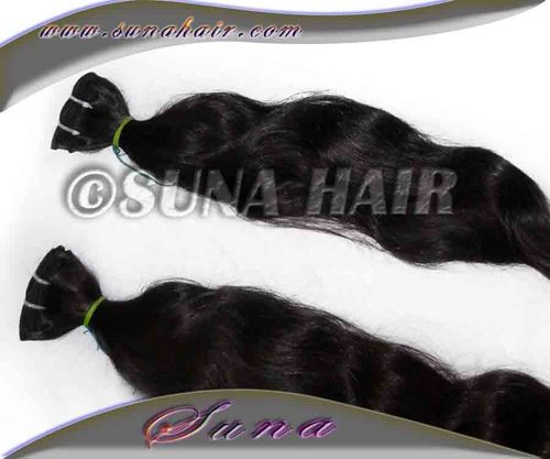 Indian virgin hair natural black color body wavy wefts hair