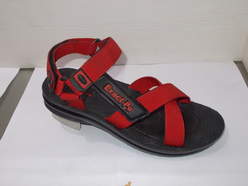 red & black strap sandals