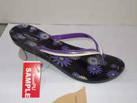 Printed Ladies Sandals - Pvc Material, Sizes 4-7, Color: Violet, Heel Height: 2 Inches, Sole Thickness: 0.5 Inches | Attractive, Comfortable, Durable, Lightweight, Stylish