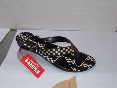 Ladies Chappal - PU, Various Sizes, Black | Lightweight, Comfortable Fit, Stylish Design, Durable Material, Low Heel, Easy to Wear, Trendy Style