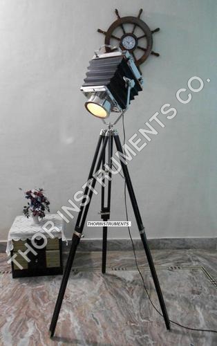 Antique camera tripod floor lamp