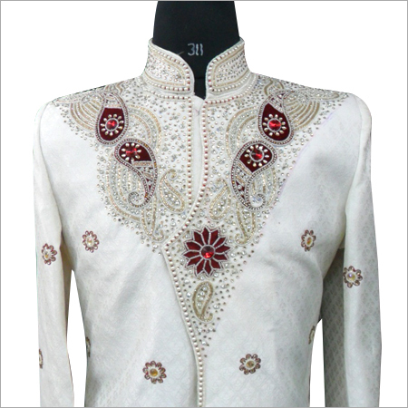 White Designer Wedding Sherwani