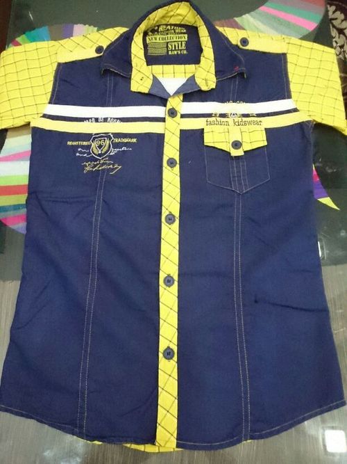 Shirt - Cotton Blend, Multiple Sizes, Navy Blue | Button Closure, Collared, Chest Pocket, Soft Fabric, Breathable