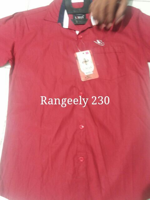 Shirt - Cotton, Size 230, Red | Button Closure, Collared, Soft Fabric, Stylish Design, Comfortable Fit, Durable Material, Easy To Wash, Regular Fit, Short Sleeve