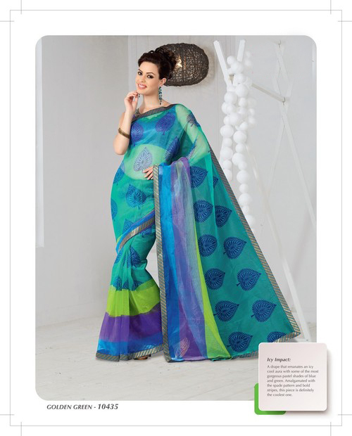 Designer Saree - Cotton, 5.5 Meters, Teal | Leaf Pattern, Soft Fabric, Comfortable Wear, Stylish Look