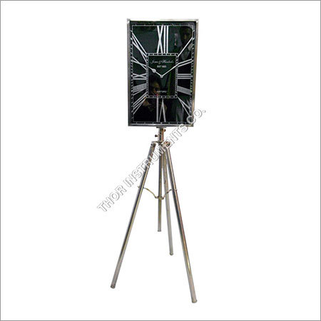 ANTIQUE ROYAL COLLECTIBLES Clock on Tripod - Aluminum/Wood, 40cm Dia, 190cm Height | Elegant Design, Quartz Mechanism