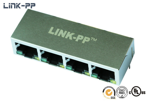 1X4 port 10/100/1000 Base-T tab-down HY911433B RJ45 connector with leds