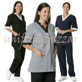 Spa Tunics - Cotton Blend, Multiple Sizes, Grey | Soft Fabric, Stylish Design, Comfortable Wear, Trendy V-Neck