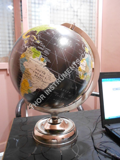VINTAGE REPLOGLE 12 Inch Metal Nickel Desk Globe - Durable Design, Precise Details, Dimensional Stability