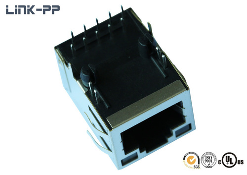 10/100/1000Base-TX Tab-Up L826-1M1T-43-F RJ45 Connector with LEDs - Shielded Option, Female PCB Mount, 100Vrms Hi-pot