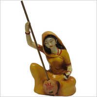 Earth Meera Bai Statue - Resin, 10cm, Beige | Glossy Finish, Fine Detailing, Cultural Appeal