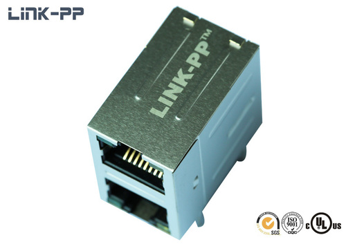 2X1 port 10/100/1000 Base-T 0845-2S1T-E4 modular jack with led