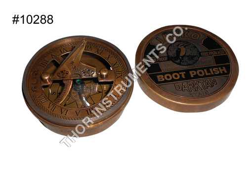 Brass Pocket Sundial Compass Magnetic Nautical