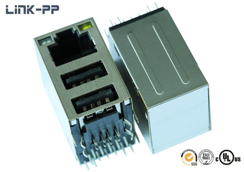 10/100/1000 Base-T tab-up C892-1XX1-J5-F RJ45 connector with dual USB with leds