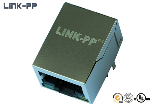 SI-60109-F RJ45 Connector with Leds - Metal 10/100Base-T Shielded Tab-Down | Fast Ethernet SMT Termination LED Indicator
