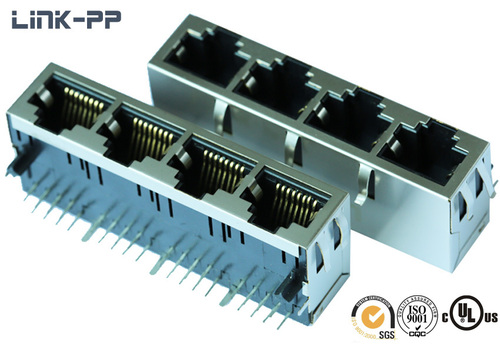 1X6 Port 10/100Base-T Tab-Up/Down SI-60201-F RJ45 Connector - Gold Plated, Shielded, PCB Mounting