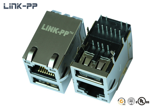 2X1 port 10 /100Base-T 0845-2G1T-H6 modular jack multi-port RJ45 connector with led