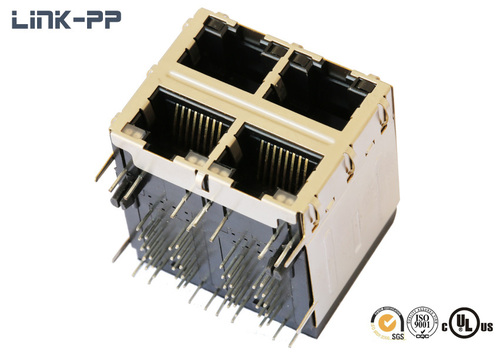 2X2 port 10 /100Base-T SI-30163-F modular jack multi-port RJ45 connector with led