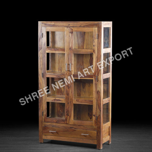 Polished Wooden Glass Almirah