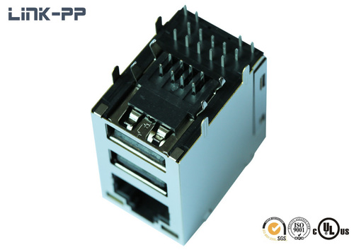 10 /100Base-T tab-up 0820-1X1T-06-F RJ45 connector with USB without leds