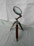 Antique Vintage Style Brass Magnifier On Tripod