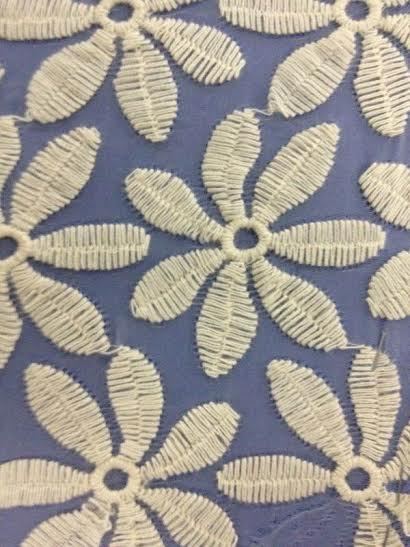 All Over - Glass Nylon 54" Off-white, Schiffli Embroidery, Elegant Durable Fabric