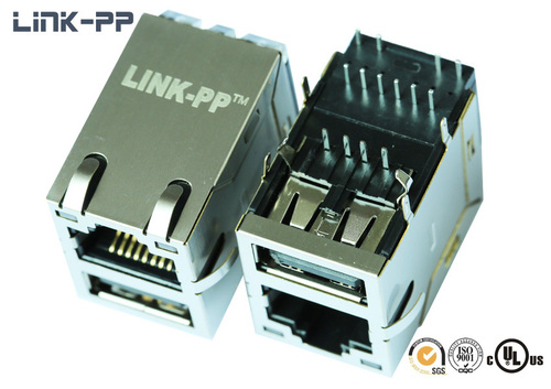 10 /100/1000Base-T tab-up 0810-2H8R-28 RJ45 connector with USB with leds