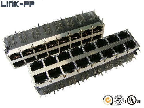 2X8 port 10 /100Base-T 0810-2H8R-N9 modular jack multi-port RJ45 connector with led