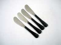 Stainless Steel Butter Spreader Set - 15.5 Cm, Black Plastic Handle | Smooth Edges, Lightweight, Rounded Corners