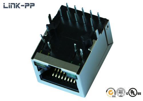 10 /100/1000Base-T tab-down HFJ11-E1G46E-L12RL RJ45 connector with leds