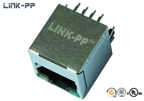 Vertical modular jack 10/100/1000Base-T HFJV1-1G11RL RJ45 connector with leds