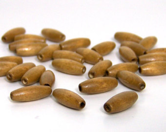 Mustard Yellow Light Brown Oval Wood Button Beads