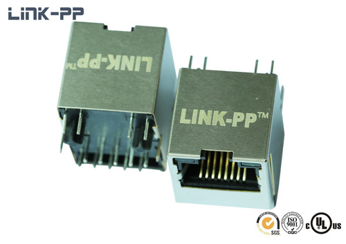 Vertical modular jack 10Base-T HFJV1-1075-L21RL RJ45 connector with leds
