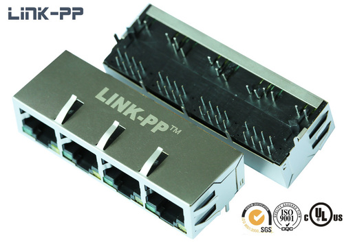 1X4 port 10 /100/ 1000Base-T tab-down HFJ14-1G11ER-L11RL RJ45 connector with leds