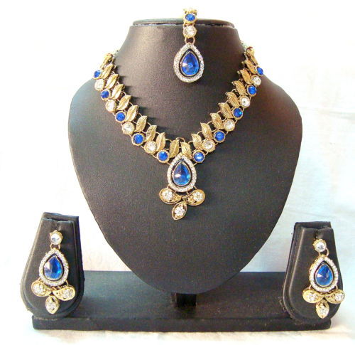 Blue Kundan Necklace Set 258