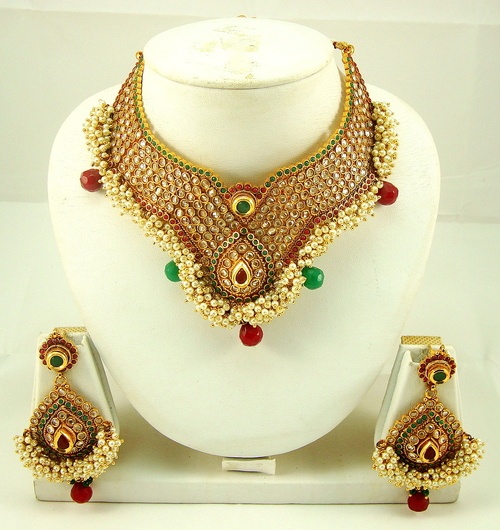 Semiprecious Kundan Stone Necklace Set 268