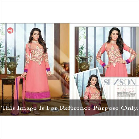 Sleeve Design Anarkali - Georgette, 54 Inches, Peach | Elegant Embroidery, Stylish Sleeves, Chiffon Dupatta