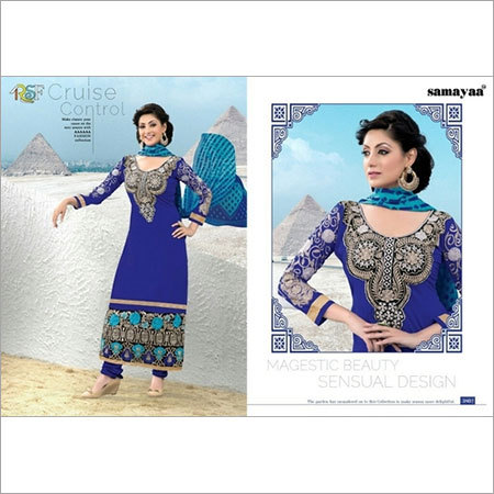 Blue Anarkali - Semi Georget Fabric, 54 Inch Length, Blue | Intricate Embroidery, Elegant Design, Comfortable Fit