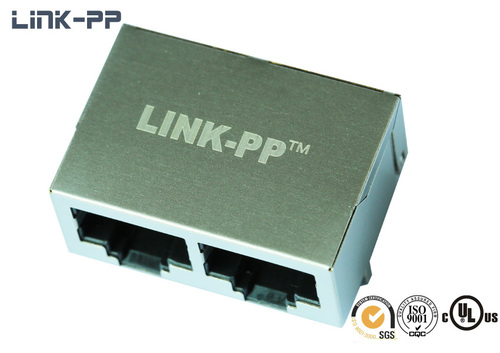 1X2 port 10 /100Base-T tab-down HFJ14-2450ERL RJ45 connector without leds