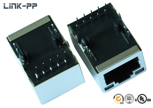 10 / 100 / 1000 / 10000base-t Tab-up Rj45 Connector With Leds