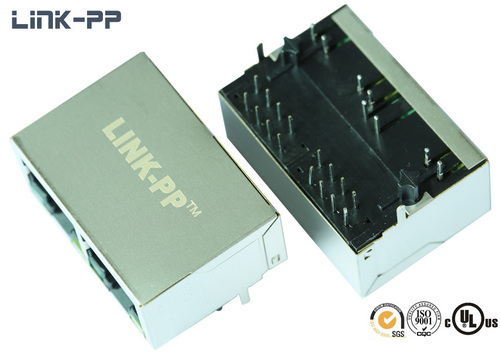 1X2 port 10 / 100Base-T tab-down JX80-0019NL RJ45 connector with leds