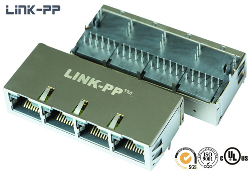 1X4 port 10 / 100Base-T tab-up J1N-0012NL RJ45 connector with leds
