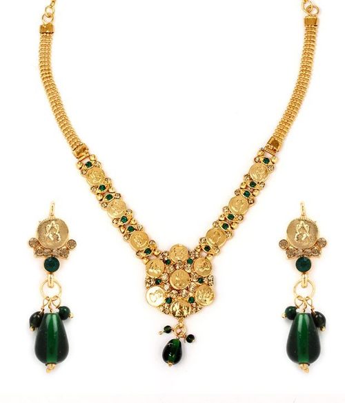 Goddess Laxmi Gold Tone Necklace Set 294