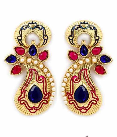 Pink Blue Earrings Set