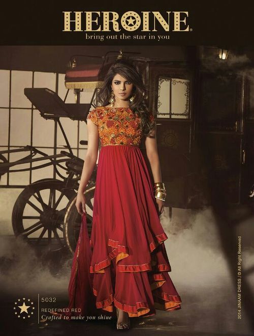 5032 Anarkali Suit - Georgette Net with Heavy Embroidery, Maroon Color | Full Sleeves, Seamless Finishing, Embroidered Pattern, Washable
