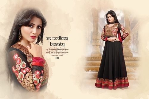 Black And Maroon Anarkali Suits