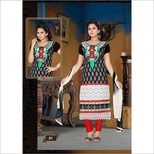 Green And Black Multi Color  Cotton Salwar Suit