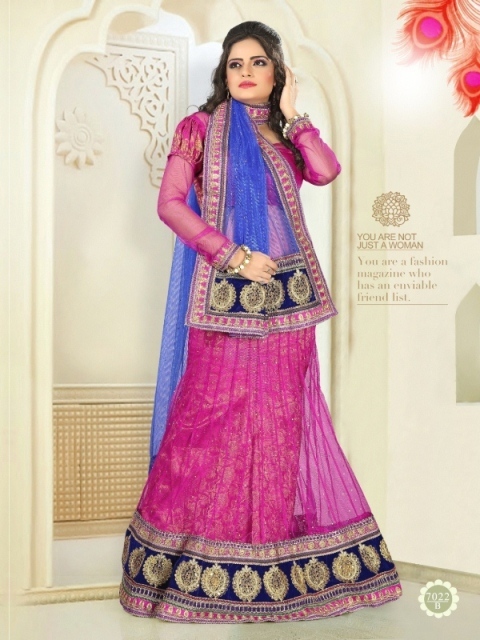 Pink With Blue Color 7022-B